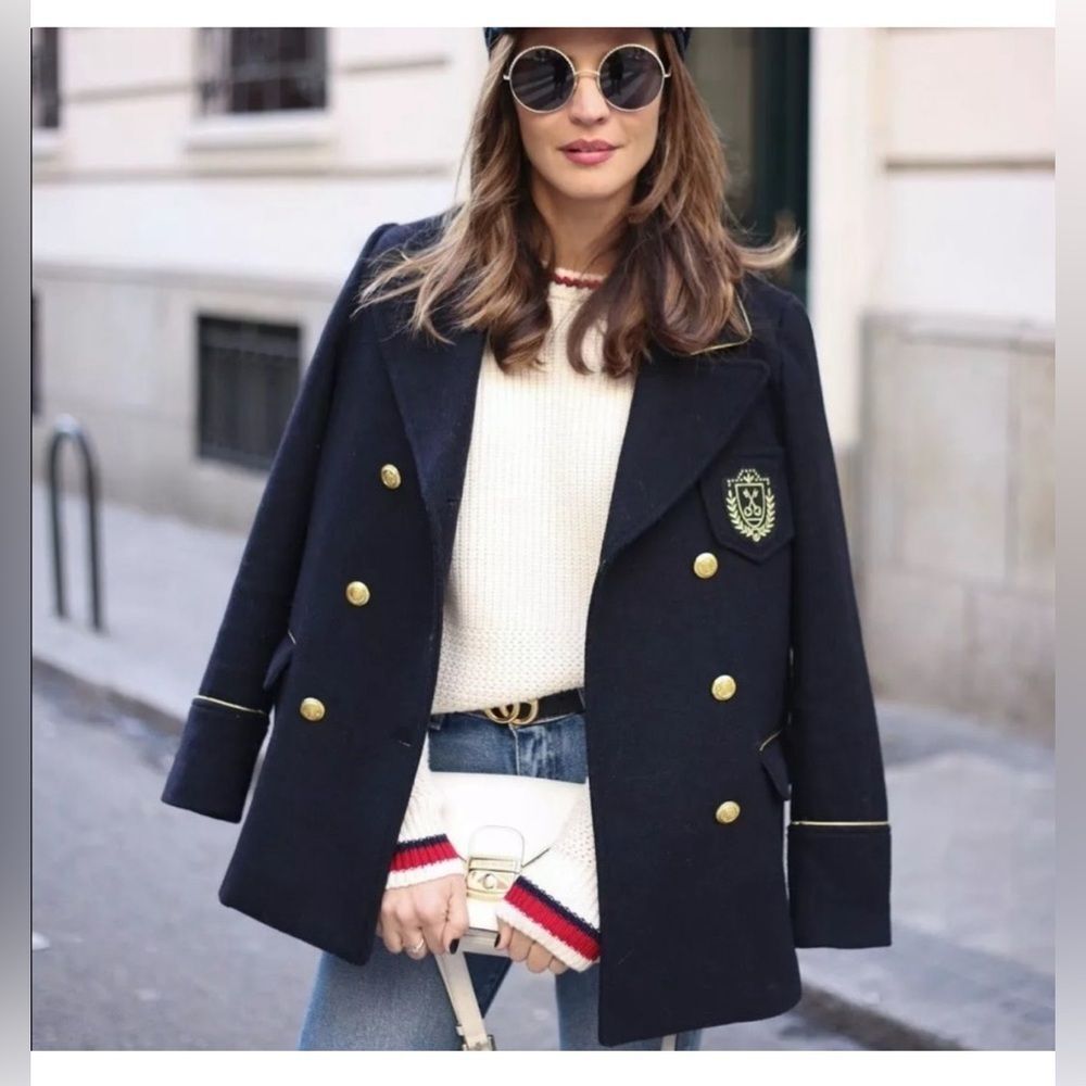 ZARA NAUTICAL BREASTED COAT JACKET NWT size M